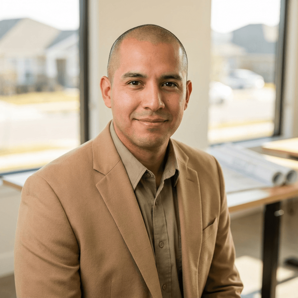 Liran Rotter, founder and real estate investment consultant, standing in a modern Milwaukee office with market data visible on a screen behind him