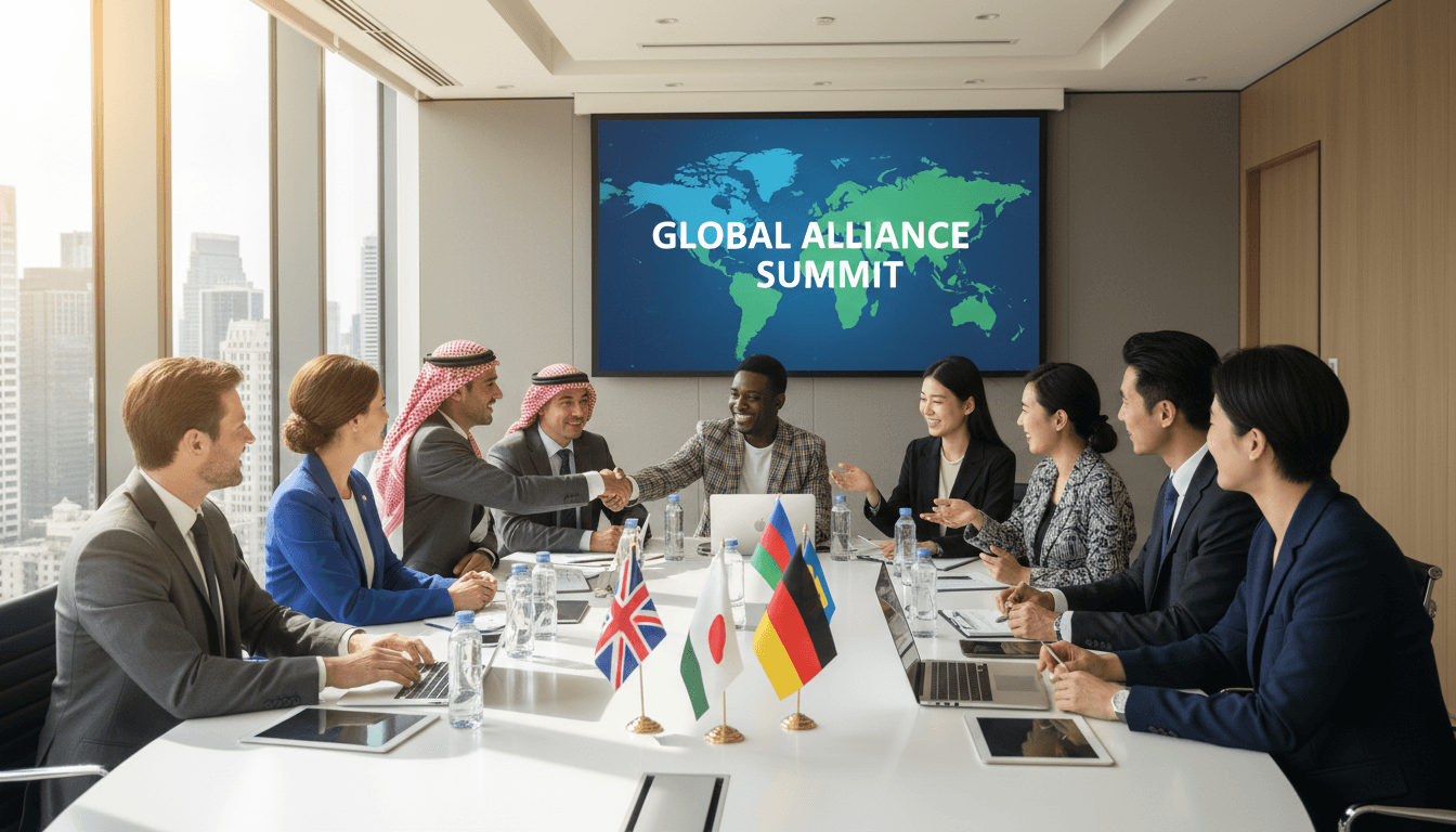 international business meeting with clients from different countries