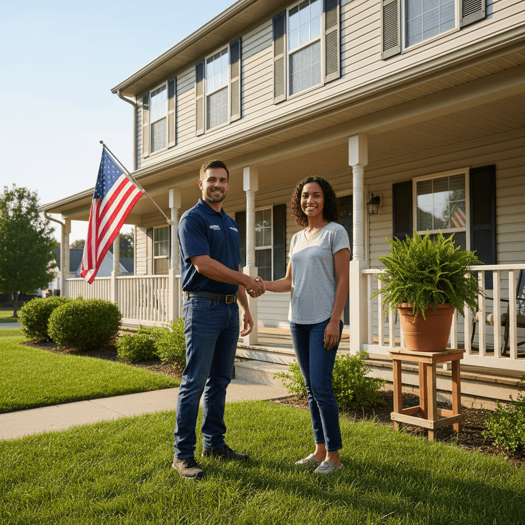 Property manager shaking hands with a tenant