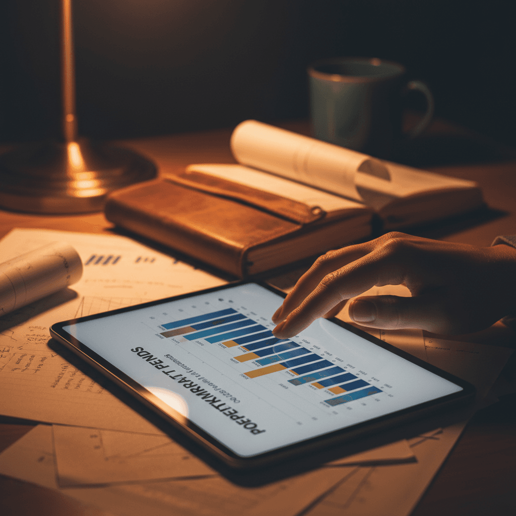 Hand scrolling through data on a tablet