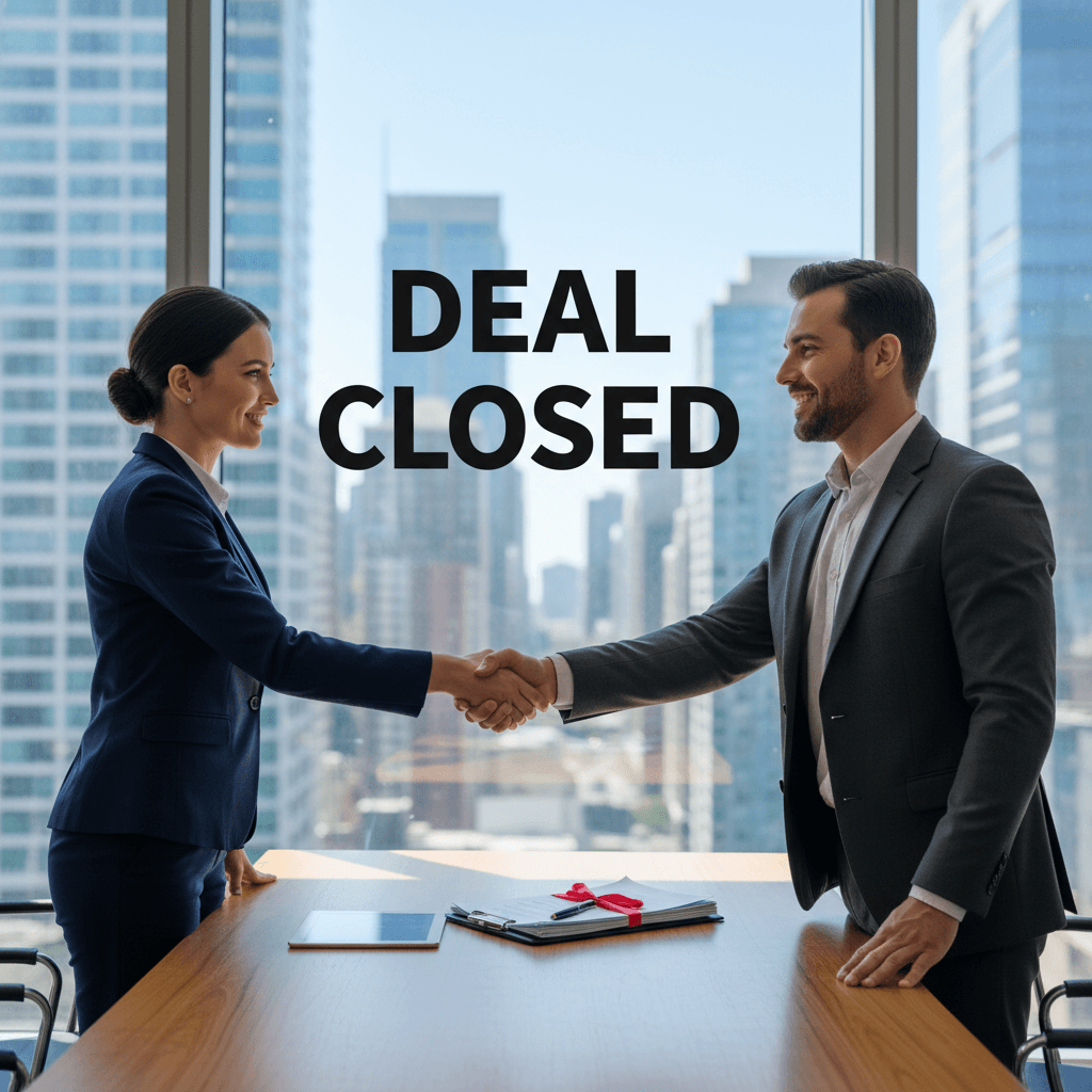 handshake sealing a real estate acquisition deal in an office