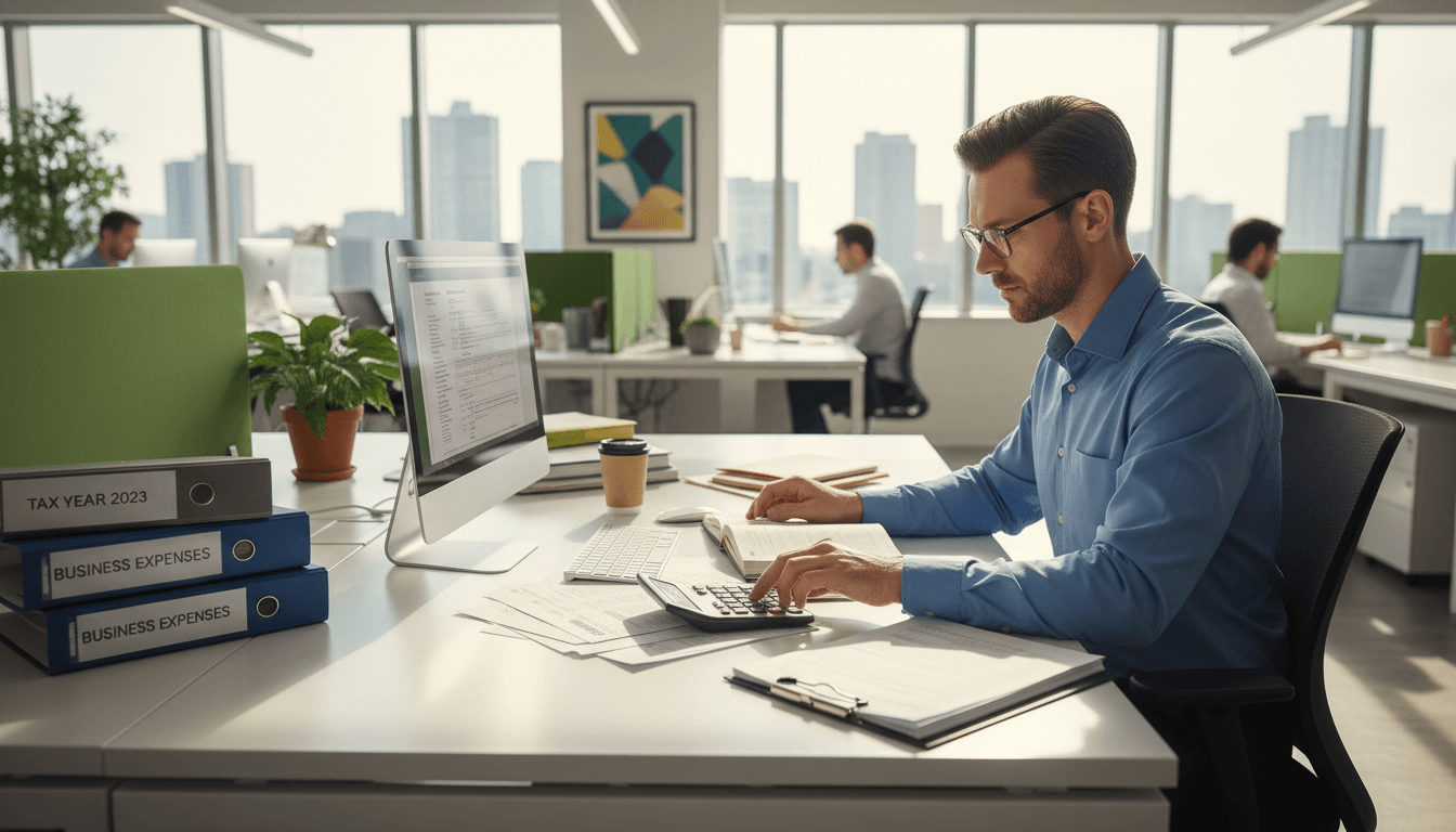 Professional working on tax documents